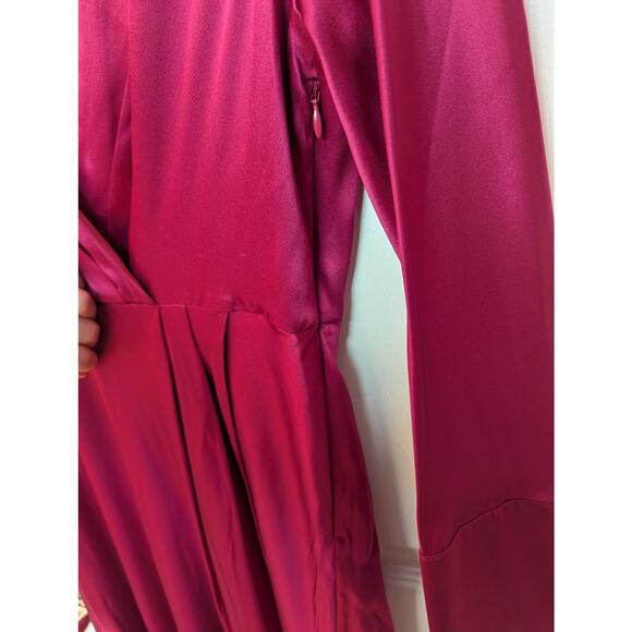 Banana Republic Dress Size 4P Etude 100% Silk Maxi Berry Pink Fuchsia NWT - Picture 13 of 16